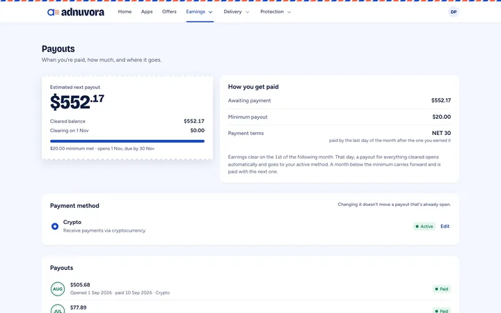 Adnuvora: Payments
