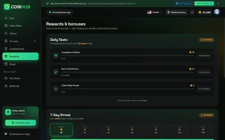 CoinHub: Daily tasks and streak